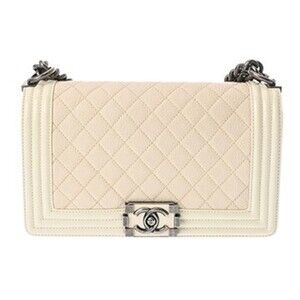 CHANEL Boy Chanel Chain Shoulder Bag 25 White A67086 Women's Patent Calfskin ...